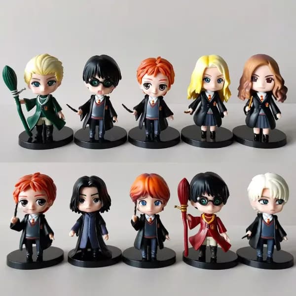 Set de 3/10 Figuras de PVC de Harry Potter Estilo Q: Hermione, Ron y Hedwig - Decoración para Pasteles, Muñecos de Colección, Regalo