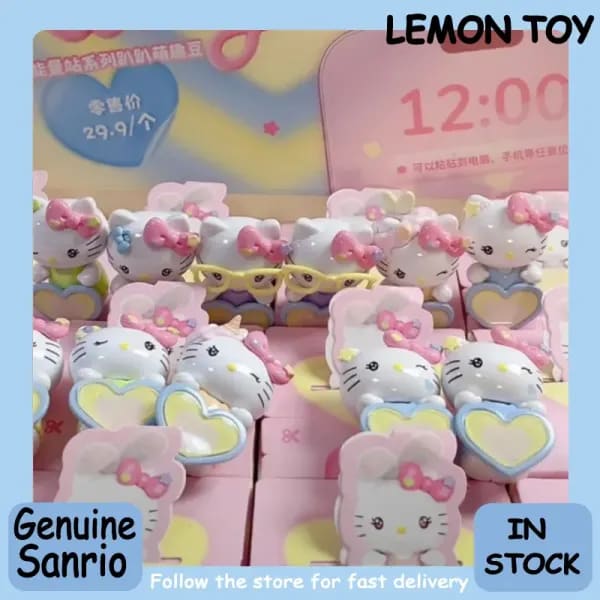 Caja Sorpresa Original de Sanrio Hello Kitty Serie Sweet Energy, Figura Miniatura Adorable Acostada, Adorno de Escritorio, Regalo de Moda