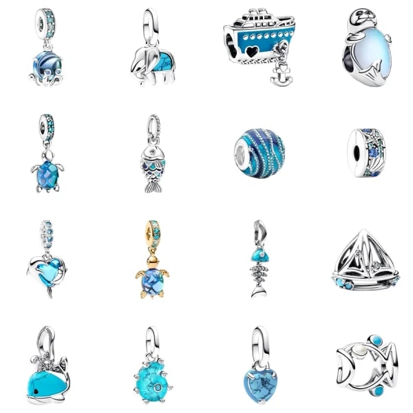 2026 dijes originales de animales del océano azul, delfines de cristal de Murano, peces a escala, cuentas de tortuga marina aptas para pulseras de serpiente, regalos de joyería DIY