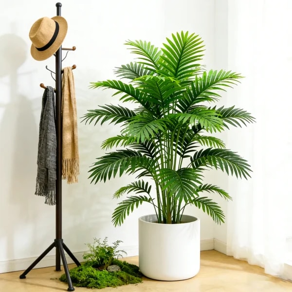 Palmera artificial de 60-80 cm de altura, ramas de plantas de Monstera falsas, hojas de Maranta de plástico, hojas de coco artificiales para decoración interior del hogar.