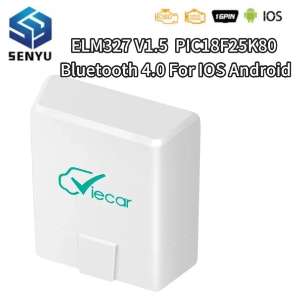 Viecar ELM327 V1.5 PIC18F25K80 Bluetooth 4,0 para IOS Android ELM 327 V 1 5 coche OBD 2 OBD2 herramientas de escáner de diagnóstico lector de código