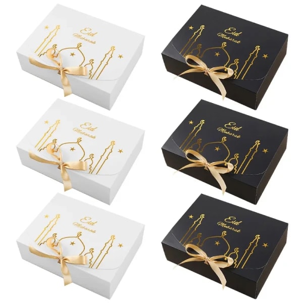 Caja de regalo Eid Mubarak 2026, fiesta musulmana islámica, galletas, dulces, cajas de embalaje para aperitivos, bolsas, suministros de decoración del hogar para Festival EID