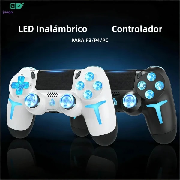 GAMINJA RGB inalámbrico Gamepads luz LED controlador de juego Bluetooth para PS4 PS3 consola ordenador PC 6 ejes giroscopio doble vibración