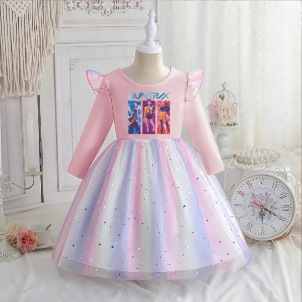 Kpop Demon Hunters-ropa para niños, vestido de princesa de manga larga para primavera, vestido para niñas, vestido para fiesta de cumpleaños de 2 a 8 años