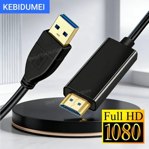 Cable USB 3,0 a HDMI, 1,8 M, convertidor USB 3,0 a HDMI, Monitor de proyector 1080P, Cable de vídeo para adaptador de ordenador portátil y PC