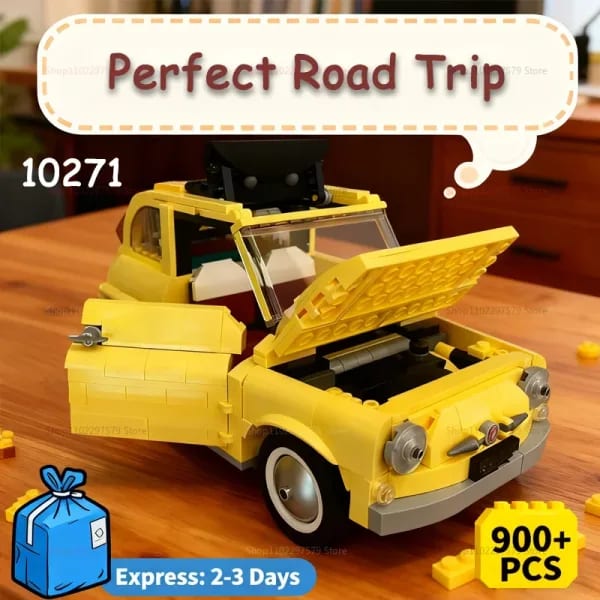 Nuevo modelo 500 de ajuste técnico 10271 fiated 900 + piezas, bloques de construcción, modelo de coche de ciudad, coche amarillo, juguete DIY, regalo de Navidad para niños