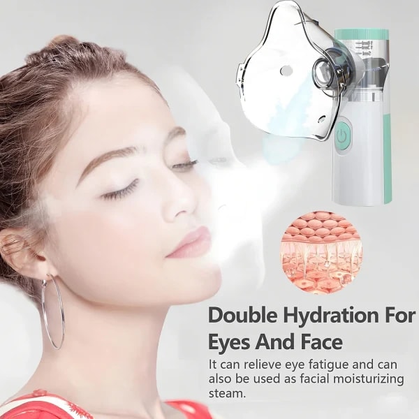 Vaporizador Facial Portátil Mini, Nebulizador de Malla Silencioso, Humidificador, Dispositivo de Rehidratación para el Cuidado de la Piel del Rostro