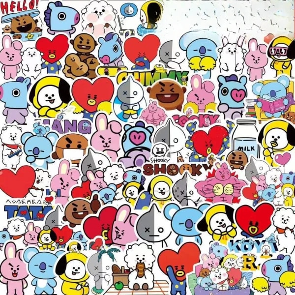 Pegatinas Kawaii BT21 para Maletas, Computadoras Portátiles, Automóviles, Teléfonos Móviles, Refrigeradores, Pegatinas Impermeables COOKY KOYA TATA, Regalo de Anime