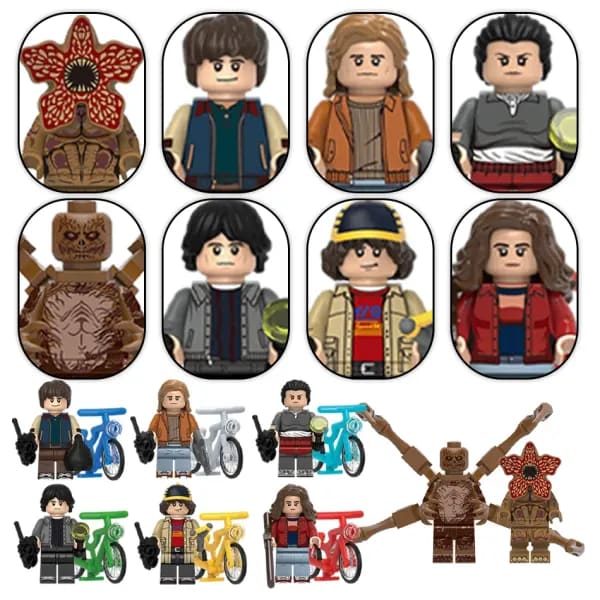Juego de 8 Piezas de Bloques de Construcción de Modelos de Personajes de la Serie de Televisión The Horror, Dustin, Mike, Lucas, Will, Demogorgon, Figuras de Acción, Ladrillos de Juguete para Niños
