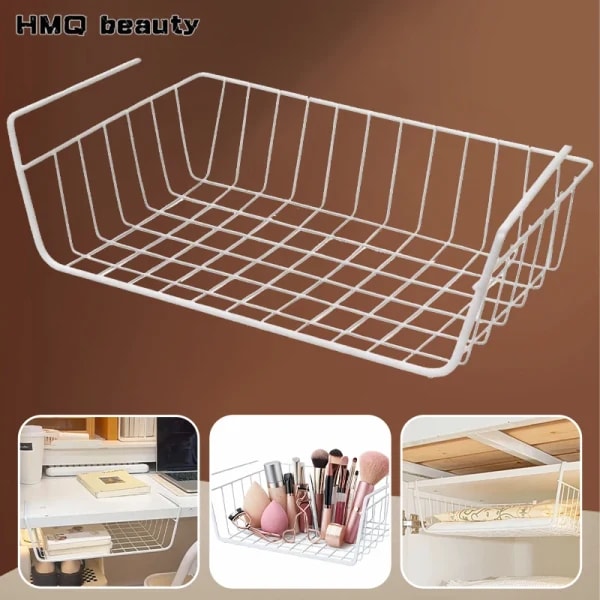 Cesta de Almacenamiento Multiusos para Armario, Organizador Colgante de Metal para Gabinetes de Cocina y Escritorios, Brochas de Maquillaje