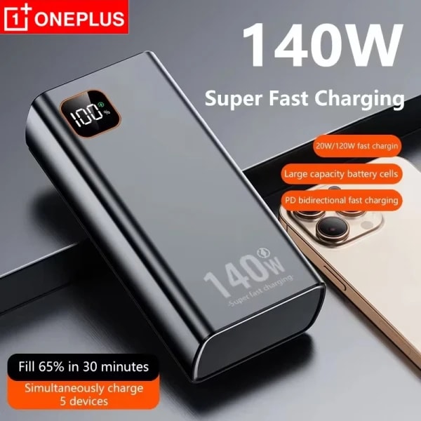 Banco de energía OnePlus de 500000mAh, cargador de batería externo portátil de carga súper rápida de 140W para Huawei, Samsung, Xiaomi