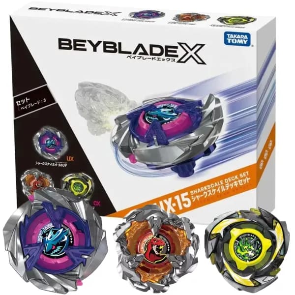 GENUINO TAKARA TOMY BEY X UX-15 Battle X Shark Scale Deck BLADE NUEVO CON JUEGO DE EMBALAJE ORIGINAL UX 15