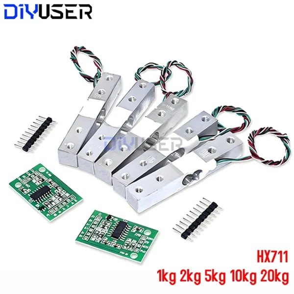 DIYUSER celda de carga 1KG 2KG 5KG 10KG 20KG HX711 módulo AD Sensor de peso báscula electrónica Sensor de presión de pesaje de aleación de aluminio