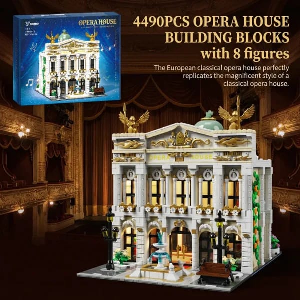 Juego de construcción de iluminación para casa de ópera con 8 figuras, arquitectura urbana, bloques de construcción modulares, Kit de modelo de ensamblaje, regalo para adultos, 4490 Uds.