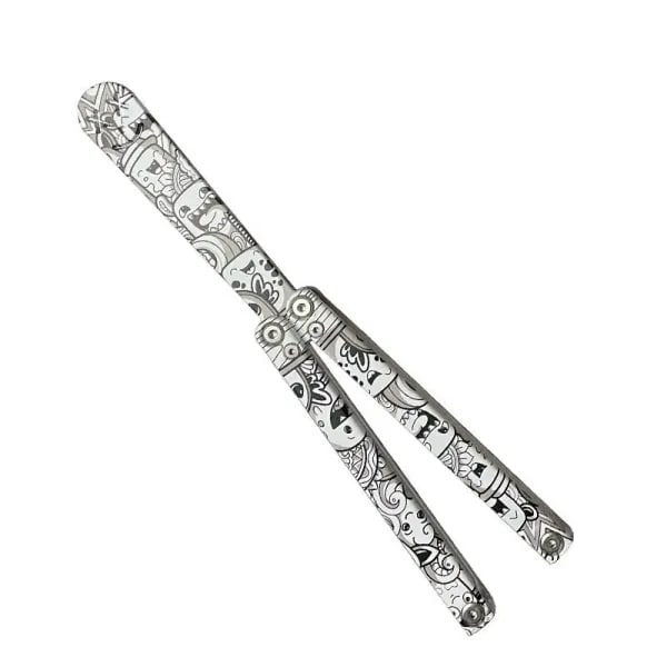 Cuchillo Mariposa de Plástico para Principiantes, Cuchillo Mariposa de Plástico de Lujo para Maniobras con las Manos, Impresión UV