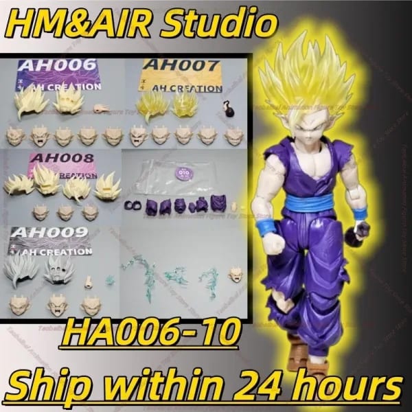 【¡¡Envío en 24 horas!】 HM & AIR Studio Dragon Ball SHF HA006-10 Super 2 Gohan 1/12 Figura Cabeza Escultura Accesorios Pack