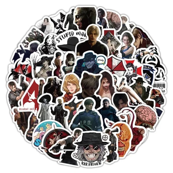 60 uds pegatinas de dibujos animados Resident Evil pegatinas DIY Scrapbooking teléfono equipaje monopatín calcomanías impermeables