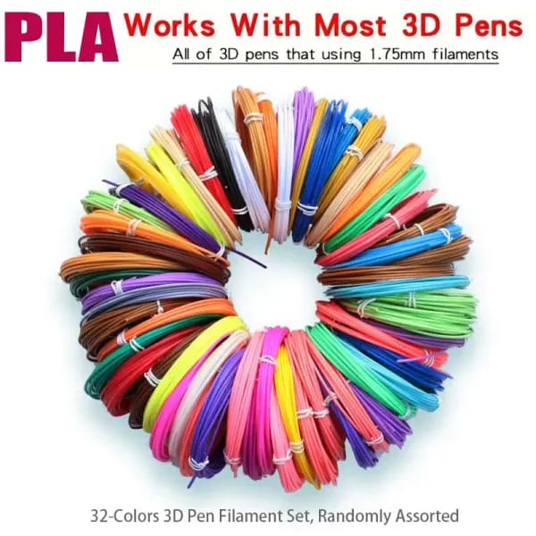 Pluma de Impresión 3D, Filamento PLA 3D de 1.75mm, 32 Colores con Varias Combinaciones para Elegir, Material de Línea para Pluma 3D