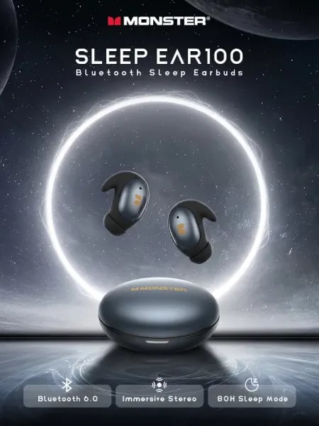 Auriculares Monster con Cancelación de Ruido Pasiva para Dormir, Bluetooth 6.0, Auriculares Intrauditivos para Dormir de Lado, Auriculares Inalámbricos TWS con Sonido Estéreo de Alta Fidelidad