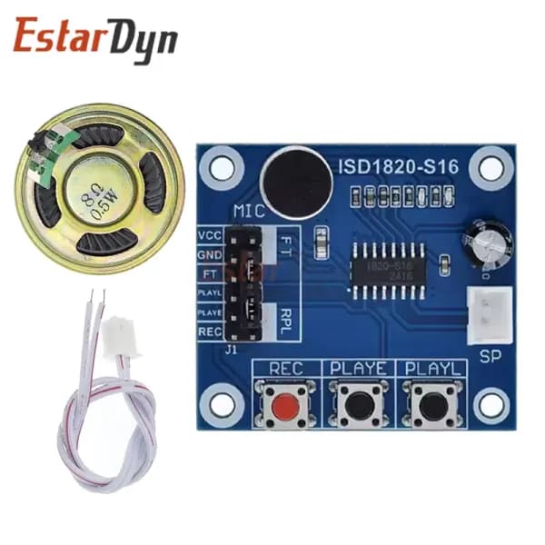 Módulo de grabación EstarDyn ISD1820-S16/ISD1820-S16 con altavoz Placa de voz Placa de módulo de teléfono con micrófonos