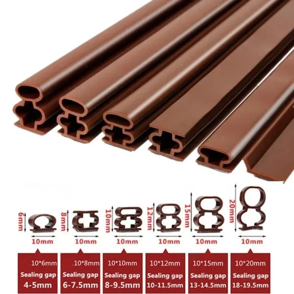 Tira de sellado para puerta de entrada y ventana de 6M, tira de aislamiento acústico autoadhesiva de goma anticolisión resistente a la intemperie, color blanco y marrón