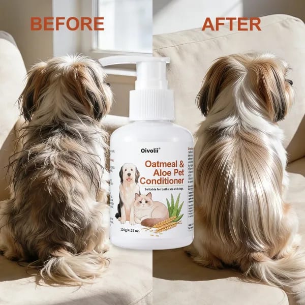 Acondicionador para Mascotas con Aloe y Avena, Suaviza, Previene el Enredado, Fórmula Hidratante que Deja el Pelaje Suave, Brillante y con Fragancia Duradera