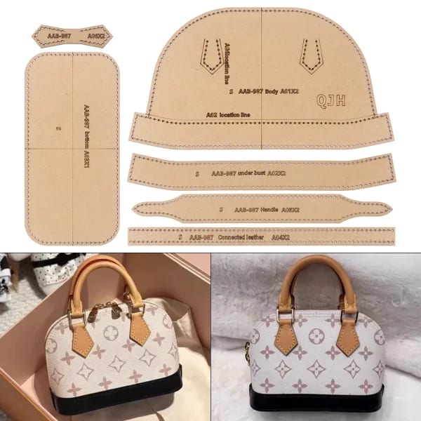 1 Juego de Bolsos de Mano Estilo Concha para Mujer, Bolso de Hombro - Plantilla de Papel Kraft, Manualidades de Cuero DIY - Plantilla de Costura con Agujeros