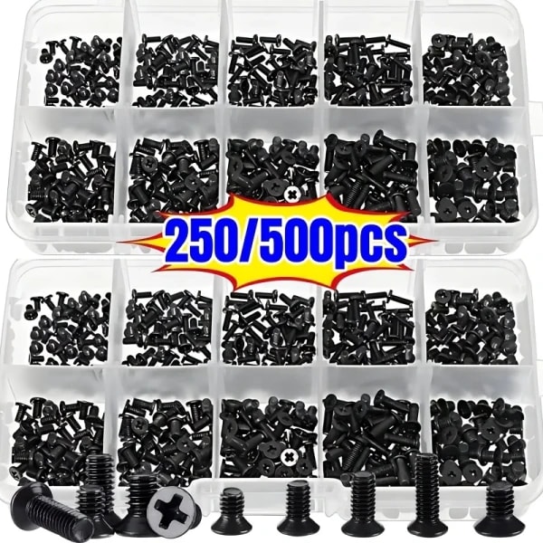 Juego de tornillos KM2 2.5 KM3 para máquina, tornillos de cabeza plana para reparación de computadoras, accesorios electrónicos, kit de tornillos para laptop