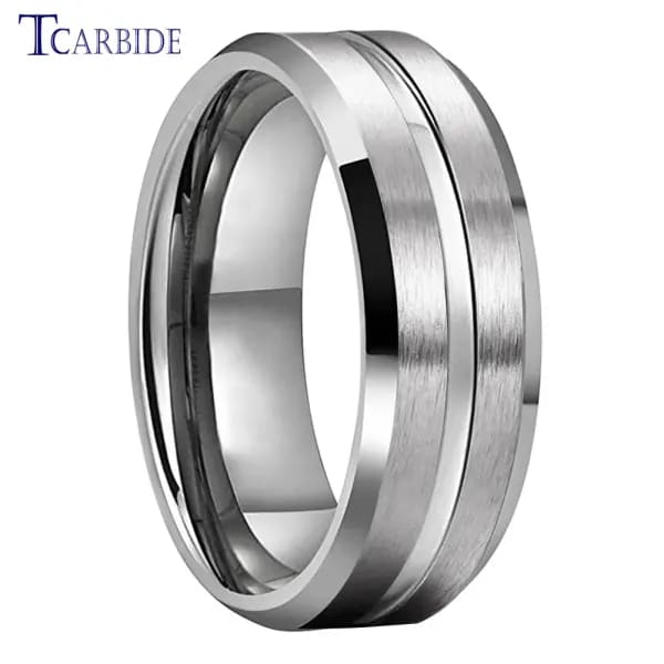 Dropshipping, anillo de boda de acero inoxidable de 8mm para hombres y mujeres, joyería de regalo para la vida diaria, ajuste cómodo cepillado biselado ranurado