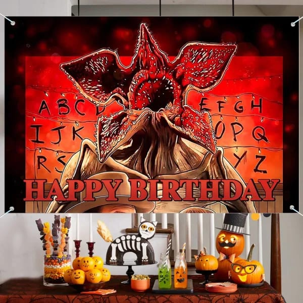 Decoraciones para Fiesta de Cumpleaños de Stranger Things, Pancarta de Bienvenida al Otro Lado, Decoración Temática de Bosque de Terror al Revés