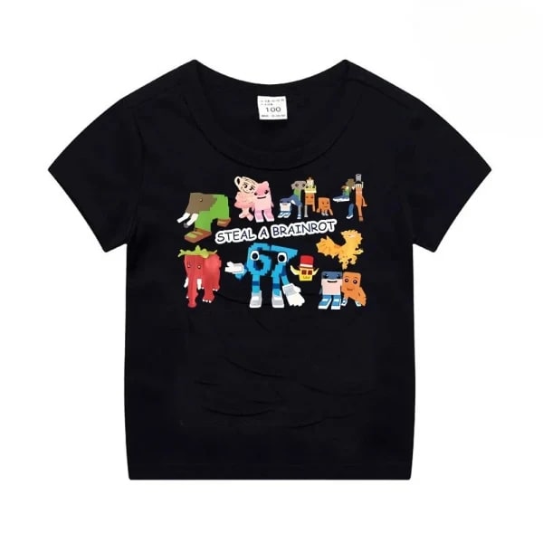 Camiseta de algodón para niños Steal A BrainRot, camiseta divertida para niños gamers, camiseta de dibujos animados italiano Brainrot para niños Y2k, camiseta para bebé