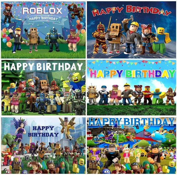 Fondo de Dibujos Animados de Roblox para Fiestas de Cumpleaños, Telón de Fondo de Robot para Niños, Decoración para Estudio de Fotografía, Regalo para Niños, Decoración para Baby Shower