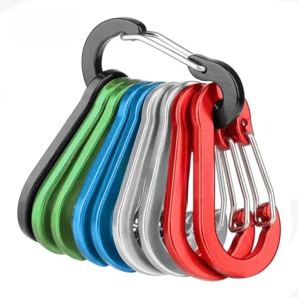 10 Piezas de Mosquetones de Aluminio con Anillo en D, Mini Gancho para Llavero, para Camping, Senderismo, Pesca, Equipo EDC