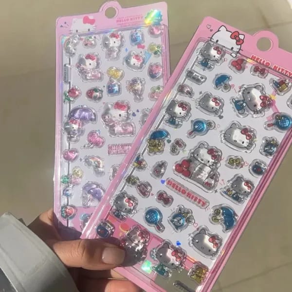 Pegatina de Cristal en Relieve 3D Kawaii, Pegatina Impermeable para Decoración de Carcasas de Teléfono Móvil, Pegatina para Manualidades, Pegatina de Regalo