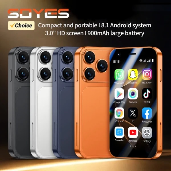 SOYES A17 Mini teléfono inteligente Android8.1 3,0 pulgadas 2GB RAM 16GB ROM Dual SIM en espera Play Store 3G pequeño teléfono