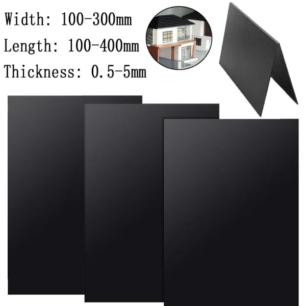 Lámina/Placa de Plástico ABS Negra de 5-50 Piezas, 0.5mm/1mm/1.5mm/2mm/3mm/4mm/5mm, Múltiples Grosores para Manualidades, Cosplay, Modelismo