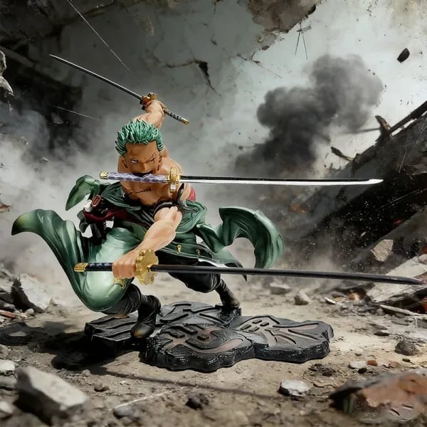 Figuras clásicas de Anime de una pieza, colección de figuras de acción de Roronoa Zoro, sangre de baño de tres mil mundos, modelo exquisito Gif