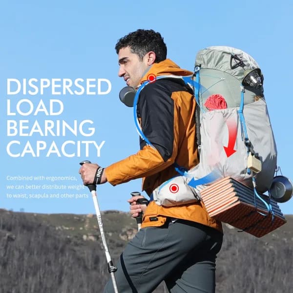 Mochila de Senderismo Impermeable de 55L con Marco Interno y Cubierta para Lluvia, Mochila de Viaje Ligera y Grande para Escalada