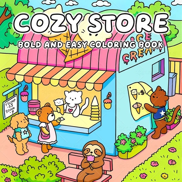 COZY STORE Libro para colorear para adultos con lindas actividades diarias acogedoras para la relajación (enfoque en espacios acogedores)
