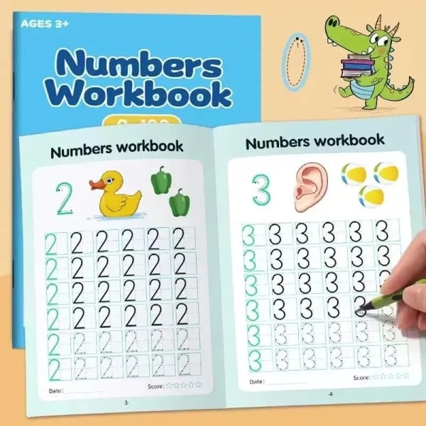 Un libro de ejercicios para rastreo de números de 0 a 100: libro de texto de escritura a mano, libro de aprendizaje de matemáticas, escritura para niños