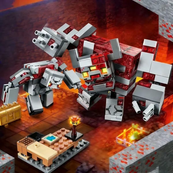 Conjuntos de ladrillos de marcas compatibles, serie de juegos My Pixel World, bloques de construcción 21163 The Redstone Battle Golem, juguetes MOC, regalo para niños