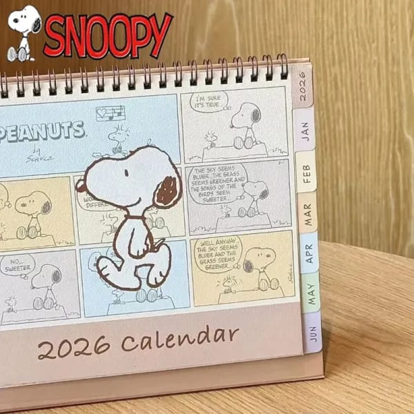 Calendario Kawaii Snoopy 2026, planificador diario de dibujos animados a la moda para niños, Agenda de moda para oficina, accesorios decorativos para el hogar, regalos
