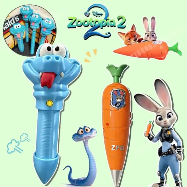 Nuevo Disney Zootopia2 Judy bolígrafo grabador de voz 2 en 1 en forma de zanahoria + bolígrafo gay serpiente escritura suero periférico regalos de navidad y cumpleaños