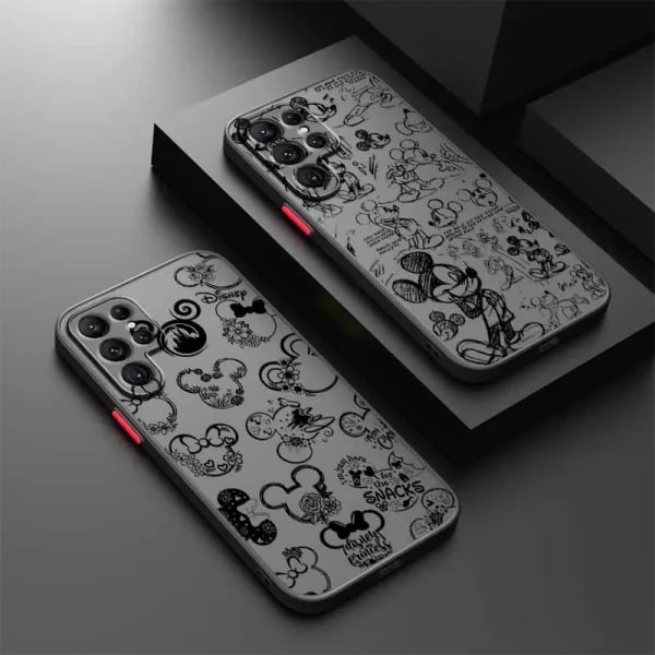 Funda con Logo de Mickey Mouse de Disney para Samsung S25 S24 S23 S22 S21 S20 S10 FE Ultra Plus Lite, funda de teléfono translúcida esmerilada