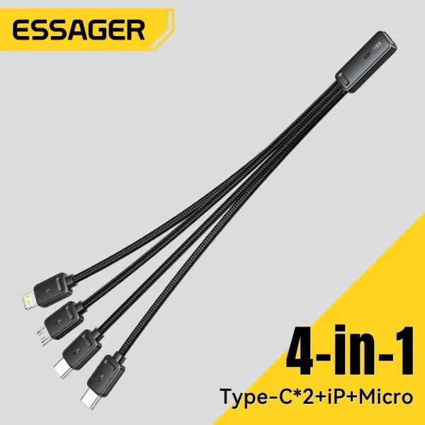 Essager-4-en-1 Cable de carga rápida para viajes, tipo C hembra a multi USB, 2 tipo C, micro, adaptadores Lightning