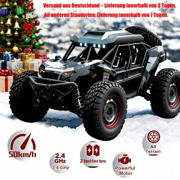 16106 1:16 50 KM/H 4WD RC coche con Control remoto LED coches todoterreno camión monstruo de deriva de alta velocidad para niños, Halloween y Navidad