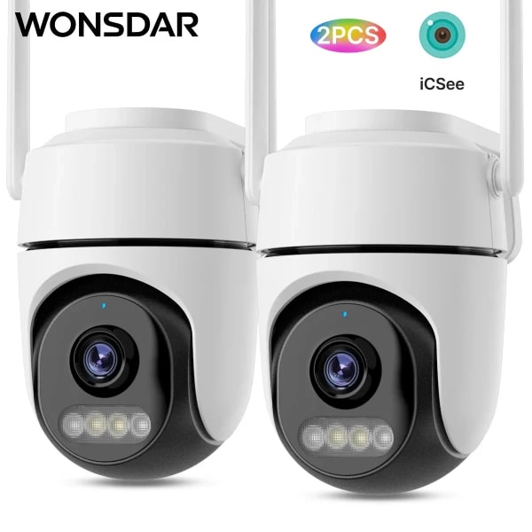WONSDAR 2 uds cámara PTZ cámara IP exterior videovigilancia WiFi cámara de seguridad para el hogar protección detección de movimiento alarma iCsee