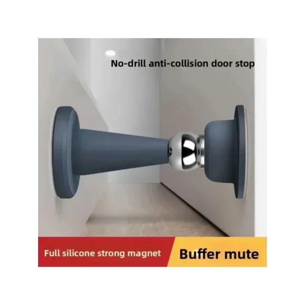 Tope de Puerta de Silicona Anticolisión, Fuerte Magnético, Tope de Puerta Silencioso, Sin Perforaciones, Tope de Puerta para Pared y Suelo