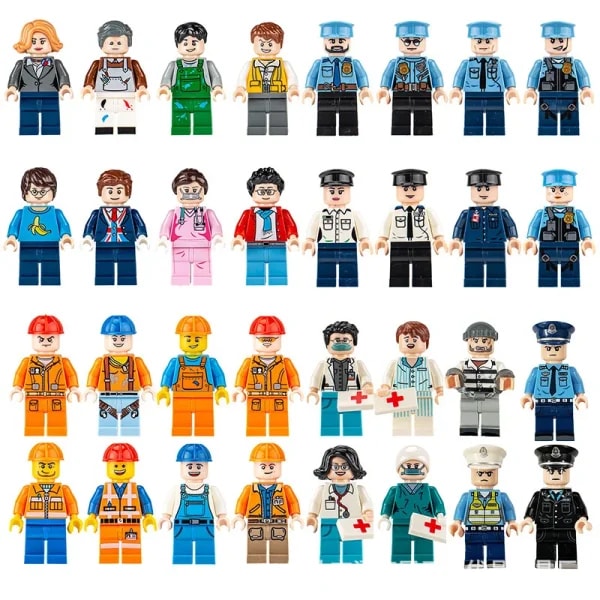 Mini rompecabezas de dibujos animados de bombero de ingeniero profesional urbano, Compatible con modelos de personajes de teléfonos móviles, bloques de construcción de juguete