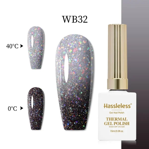 16 colores de esmalte de uñas de gel termocrómico: esmalte de uñas de gel termocrómico de moda Otoño/Invierno con brillo LED y brillo para un S